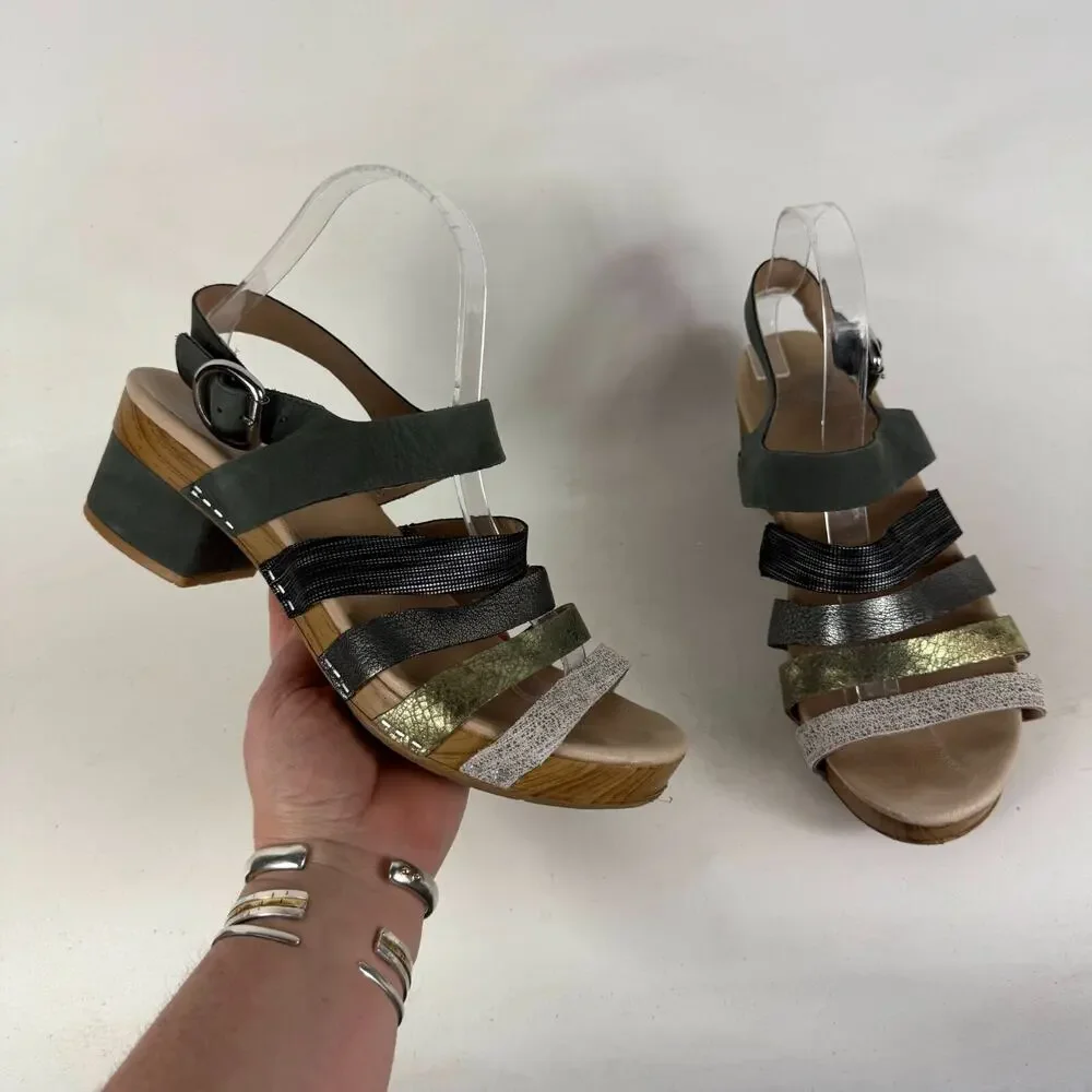 Dansko Maribeth Sandal Women's 9.5 Multicolor Leather Hook & Loop Open Toe